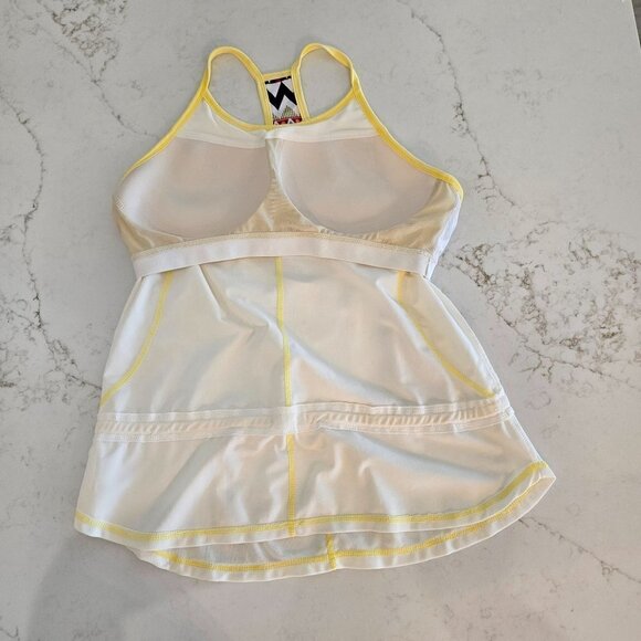Adedge Peformance Intrepid White Yellow Trim Tennis Tank Top, Size Medium - Picture 7 of 8